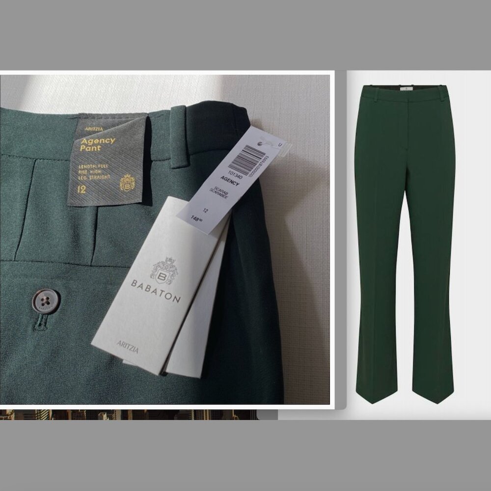 NWT ARITZIA Babaton SCARAB / Dark Green AGENCY PANT Size 12 💚💚